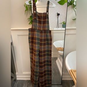 Cider Plaid Wide Leg Jumpsuit